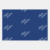 Happy Birthday Navy Wrapping Paper Sheets (Voorkant 2)