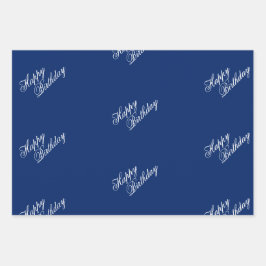 Happy Birthday Navy Wrapping Paper Sheets