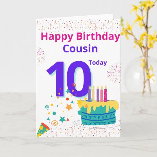 Happy Birthday-neef - 10 Today Kaart (Gele Bloem)