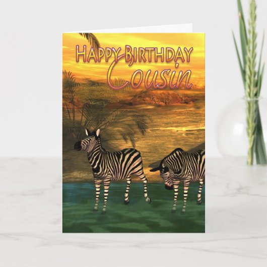Happy Birthday neef Zebras in water Kaart (Voorkant)