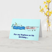 Happy Birthday neefje vliegtuig Kaart (Gele Bloem)