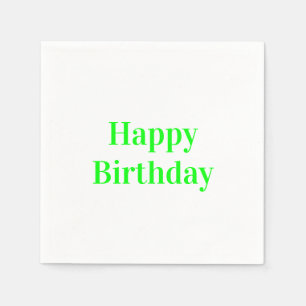 "Happy Birthday" neon groen witparty paper Servet