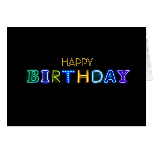 HAPPY BIRTHDAY Neon Sign Foling wenskaart (Voorkant Horizontaal)