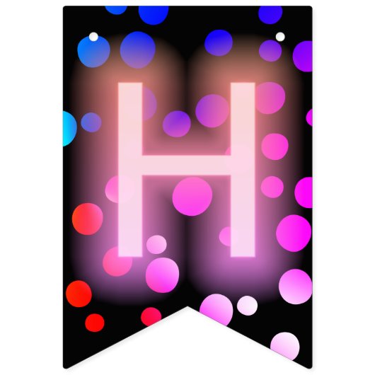 Happy Birthday Neon Sign. met Stippen Vlaggetjes (Tweede vlag)