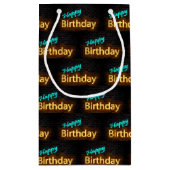 Happy Birthday neon-teken op baksteen Klein Cadeauzakje (Achterkant)