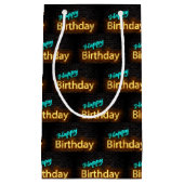 Happy Birthday neon-teken op baksteen Klein Cadeauzakje (Voorkant)