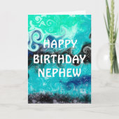 Happy Birthday Nephew | Blauw, Blauwgroen en zwart Kaart (Voorkant)