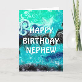 Happy Birthday Nephew | Blauw, Blauwgroen en zwart Kaart