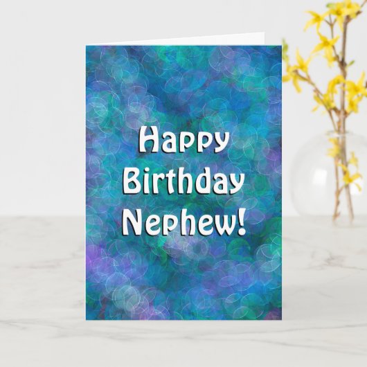 Happy Birthday Nephew | Blauwe bubbels Kaart (Gele Bloem)