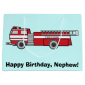 Happy Birthday Nephew met Fire Engine Groot Cadeauzakje (Voorkant)