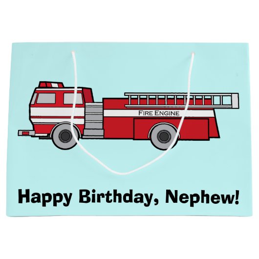 Happy Birthday Nephew met Fire Engine Groot Cadeauzakje (Voorkant)