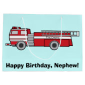 Happy Birthday Nephew met Fire Engine Groot Cadeauzakje (Achterkant)