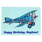 Happy Birthday Nephew met vliegtuig Groot Cadeauzakje (Achterkant)