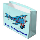 Happy Birthday Nephew met vliegtuig Groot Cadeauzakje (Achterkant Gekanteld)