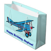 Happy Birthday Nephew met vliegtuig Groot Cadeauzakje (Voorkant Gekanteld)