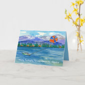 Happy Birthday Nephew Parasailing Mountain Lake Kaart (Gele Bloem)