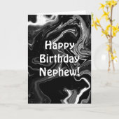 Happy Birthday Nephew | Zwarte en witte marmer Kaart (Gele Bloem)