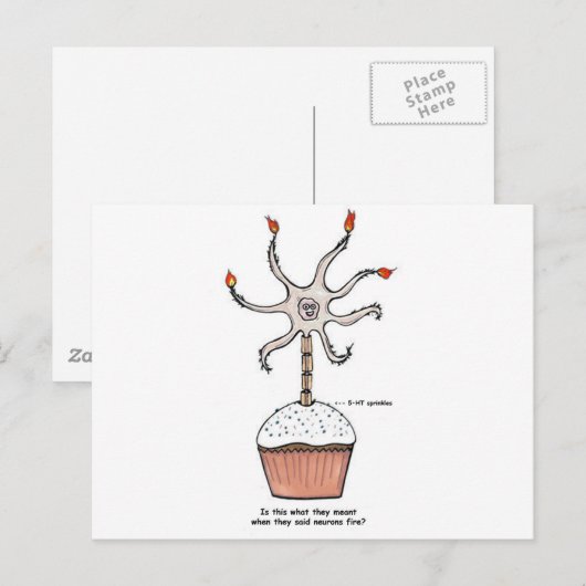 Happy Birthday Neuron Cupcake Briefkaart (Voorkant / Achterkant)