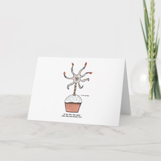 Happy Birthday Neuron Cupcake Kaart (Voorkant)