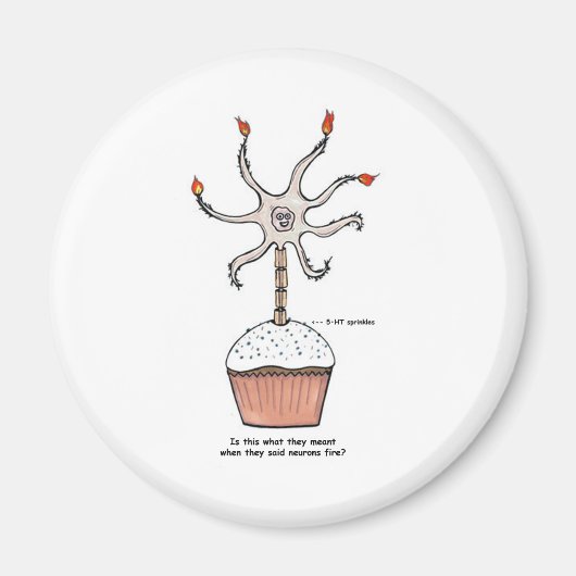 Happy Birthday Neuron Cupcake Magneet (Voorkant)