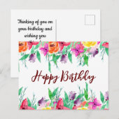 Happy Birthday niece floral design Briefkaart (Voorkant / Achterkant)