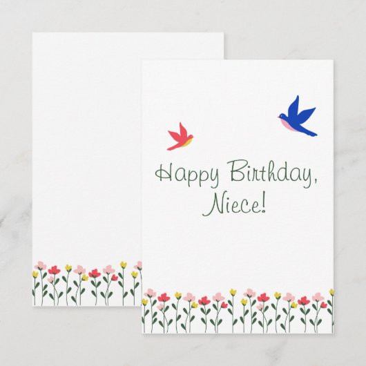 Happy Birthday Niece Minimalistisch Simplistic Kaa Bedankkaart (Voorkant / Achterkant)