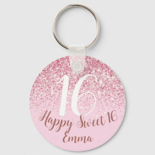 Happy Birthday niece Sweet 16 Blush Pink Glitter Sleutelhanger