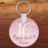 Happy Birthday niece Sweet 16 Blush Pink Glitter Sleutelhanger (Voorkant)