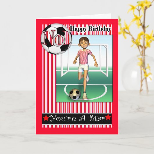 Happy Birthday, No1 Voetbal, Football Kaart (Gele Bloem)