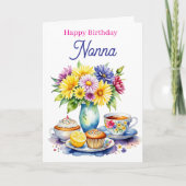 Happy Birthday Nonna | Flowers and Cupcakes Kaart (Voorkant)