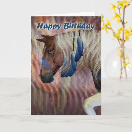 Happy Birthday Noord-Amerikaans paard Kaart (Gele Bloem)