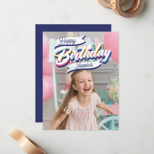 Happy Birthday  Notitiekaartje (Voorkant / Achterkant in situ)