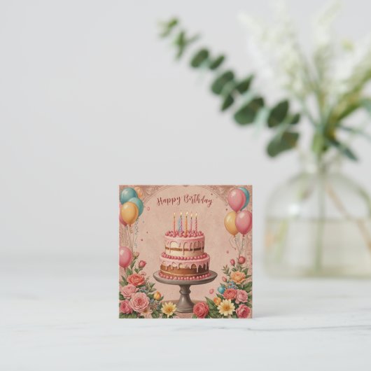 Happy Birthday Notitiekaartje (Staand voorkant)