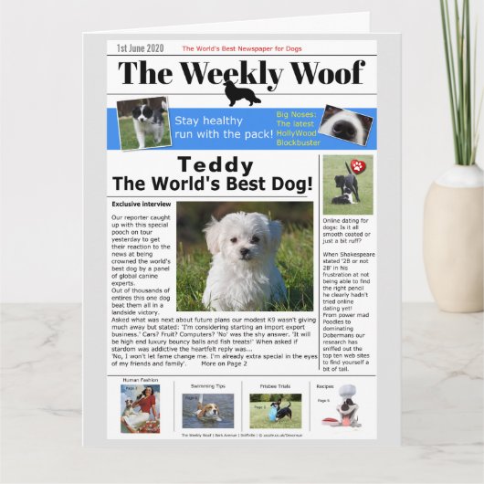 Happy Birthday Novelty Dog News Kaart (Voorkant)