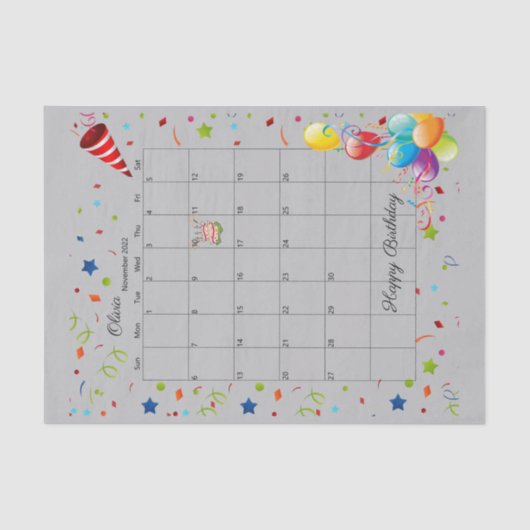 Happy Birthday November 2022 Weefselpapier Tissuepapier (Voorkant)