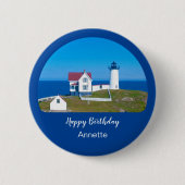 Happy Birthday Nubble Lighthouse Ronde Button 5,7 Cm (Voorkant)