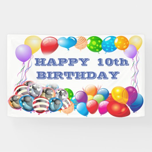 Happy Birthday Number Vinyl Banner 3' x 5' Banner (Horizontaal)