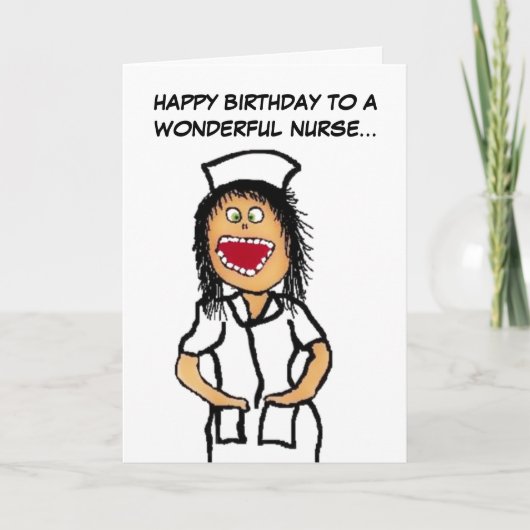 Happy Birthday Nurse Cartoon Kaart (Voorkant)