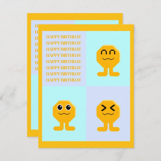 Happy Birthday Octagon Popkin Kaart (Voorkant / Achterkant)