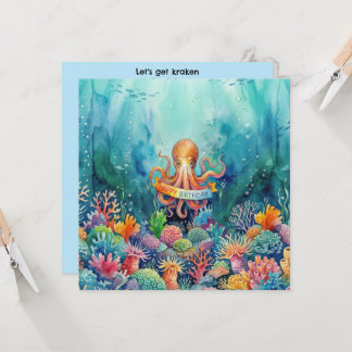 Happy Birthday Octopus Ocean Sea Life Water Fish Kaart