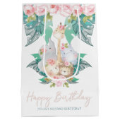 Happy Birthday Oerwoud Animals Girl Birthday Medium Cadeauzakje (Achterkant)