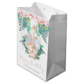 Happy Birthday Oerwoud Animals Girl Birthday Medium Cadeauzakje (Achterkant Gekanteld)