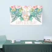 Happy Birthday Oerwoud Animals Girl Birthday Spandoek (Beurs)