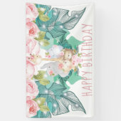 Happy Birthday Oerwoud Animals Girl Birthday Spandoek (Verticaal)