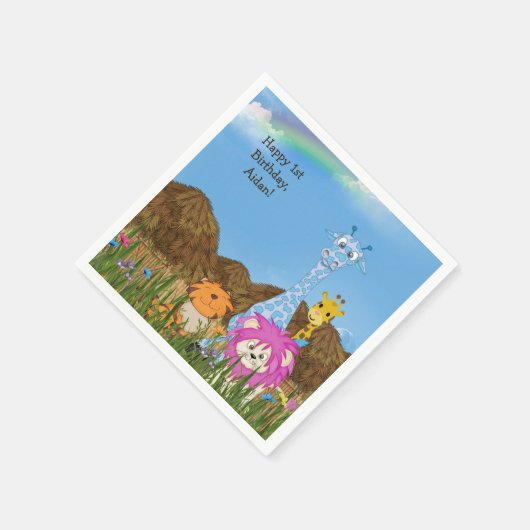 Happy Birthday oerwoud met hutten Servetten (Hoek)
