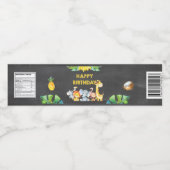 Happy Birthday Oerwoud Safari Dieren Schattige Kri Waterfles Etiket (Enkel label)