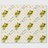 Happy Birthday of Retirement Sunflower Voeg naam W Cadeaupapier (Vlak)