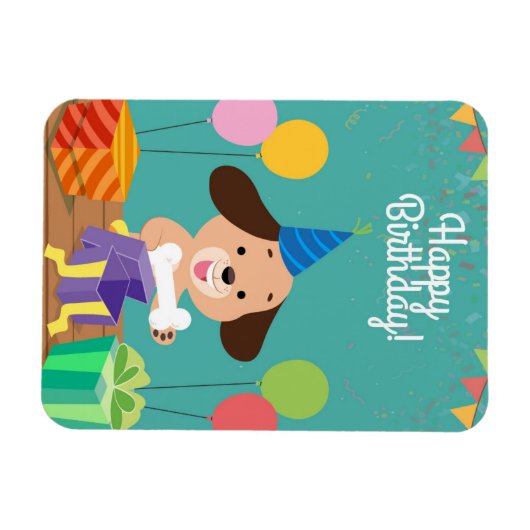 Happy birthday of the dog magneet (Horizontaal)