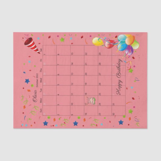 Happy Birthday Oktober 2022 Weefselpapier Tissuepapier (Voorkant)