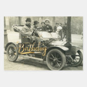 Happy Birthday Old Car en People Inpakpapier Vel (Voorkant 2)